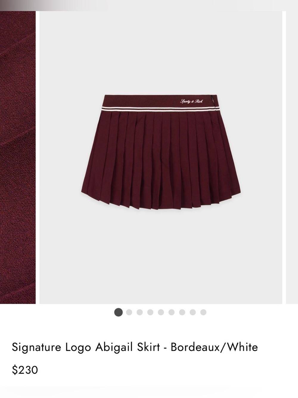 Sporty & Rich Signature Pleated Mini Skirt - Bordeaux & White